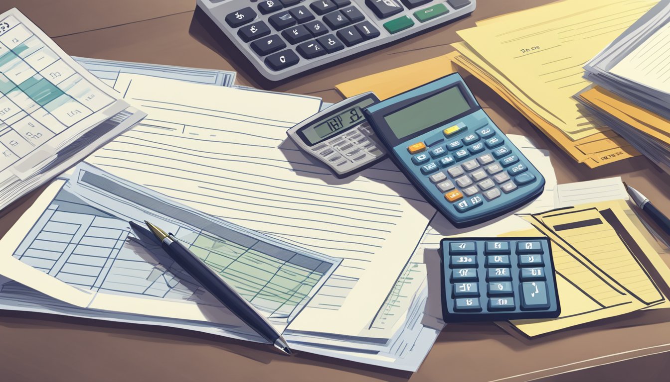 A stack of T-Bills sits on a desk next to a calculator and financial documents, symbolizing personal finance management