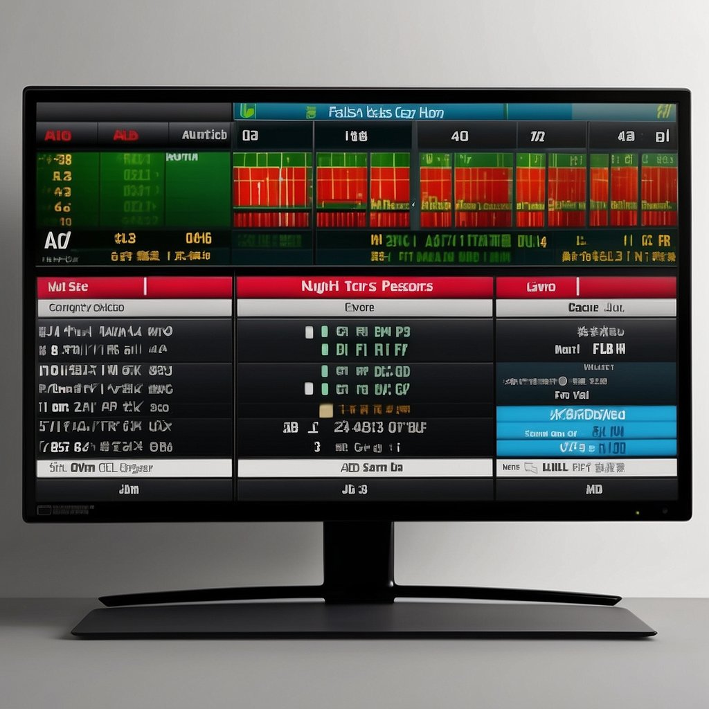 The scene is a computer screen displaying flashscore.com. The interface is clean and user-friendly, with live scores, statistics, and match details. The pros include fast updates and a wide range of sports covered. The cons are occasional ad interruptions and a