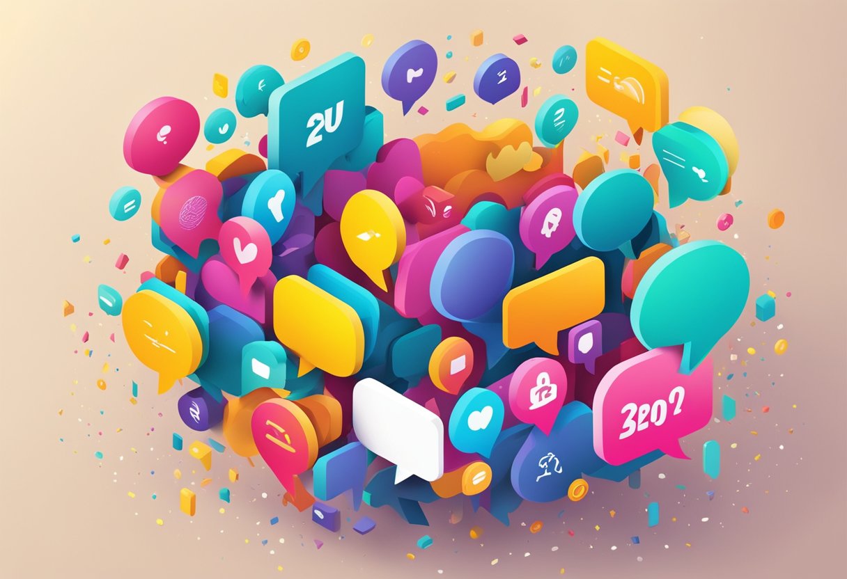 A colorful burst of 25 speech bubbles, each filled with an excited quote, float above a vibrant background, creating a joyful and energetic scene