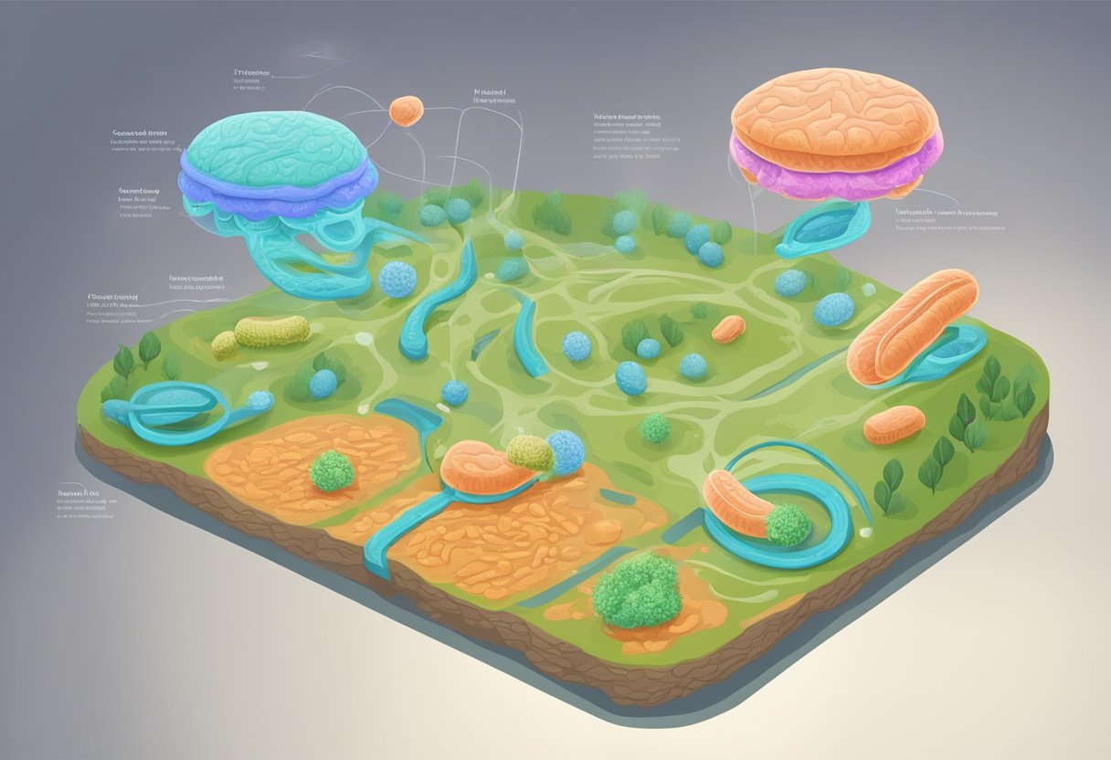 Mitochondria being cleared by mitophagy, promoting cellular health and longevity. Mitochondria recycling process activated by exercise and caloric restriction