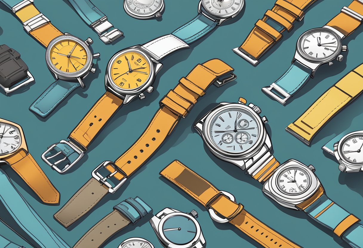 A selection of watches displayed on a clean, well-lit surface, with various styles and designs to represent different wardrobe options