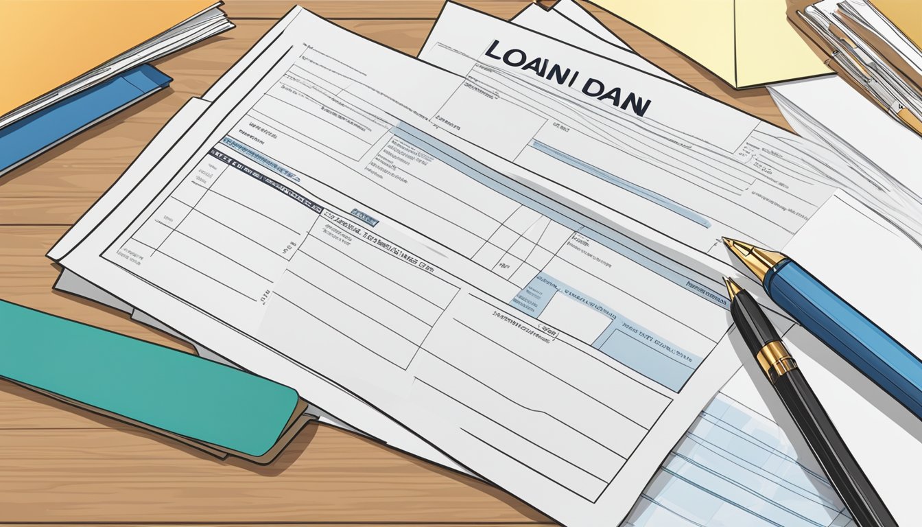 A blank personal loan form lies on a desk, with lines and spaces for personal details and signatures