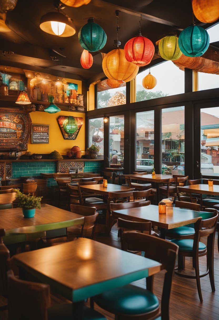 A colorful Tex-Mex restaurant filled with sizzling fajitas, spicy salsa, and vibrant decor