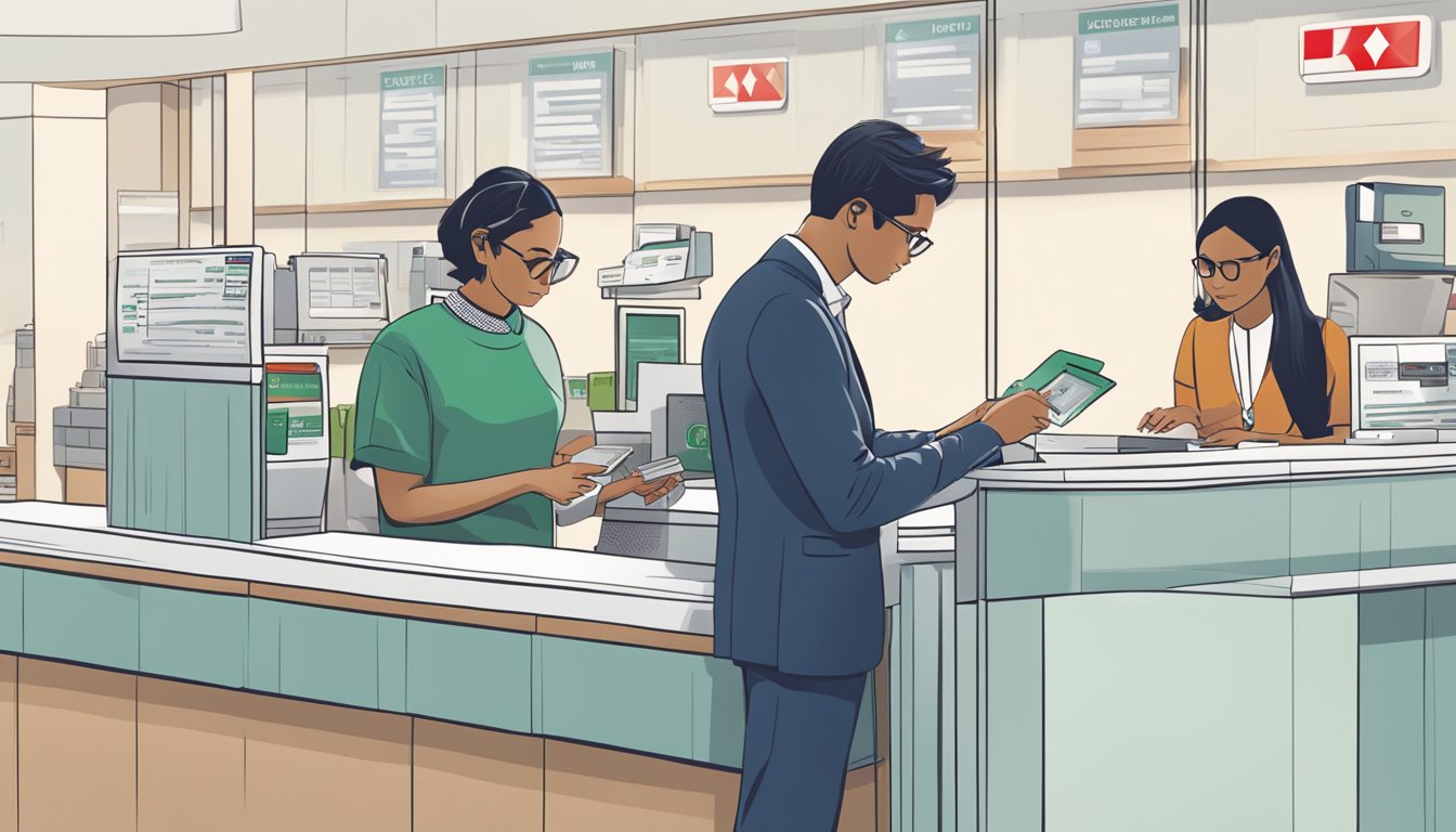 A person making a partial payment on an HSBC personal loan at a bank counter