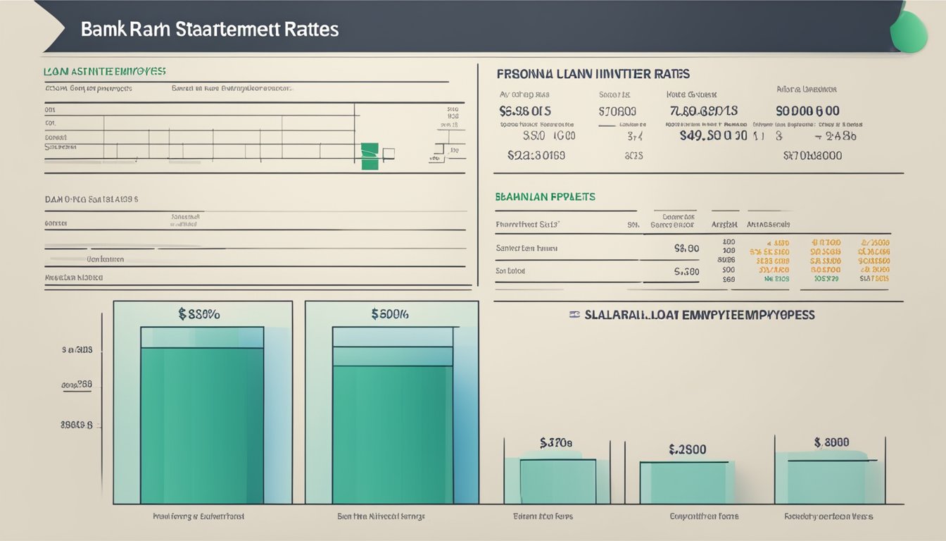 A bank statement showing personal loan interest rates for salaried employees