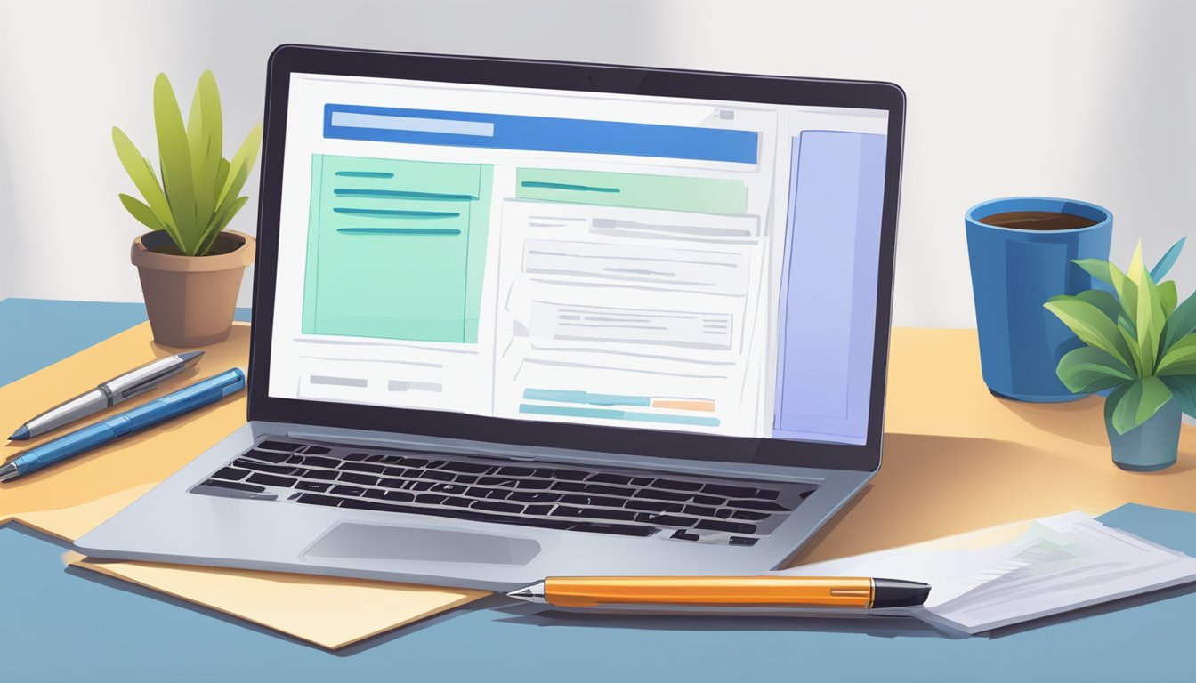 An open laptop displaying "Frequently Asked Questions: ICICI Personal Loan Preclosure Charges" with a pen and notebook nearby