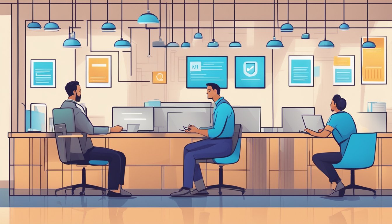 A customer with a low credit score applies for a bank personal loan, while a bank employee reviews their application