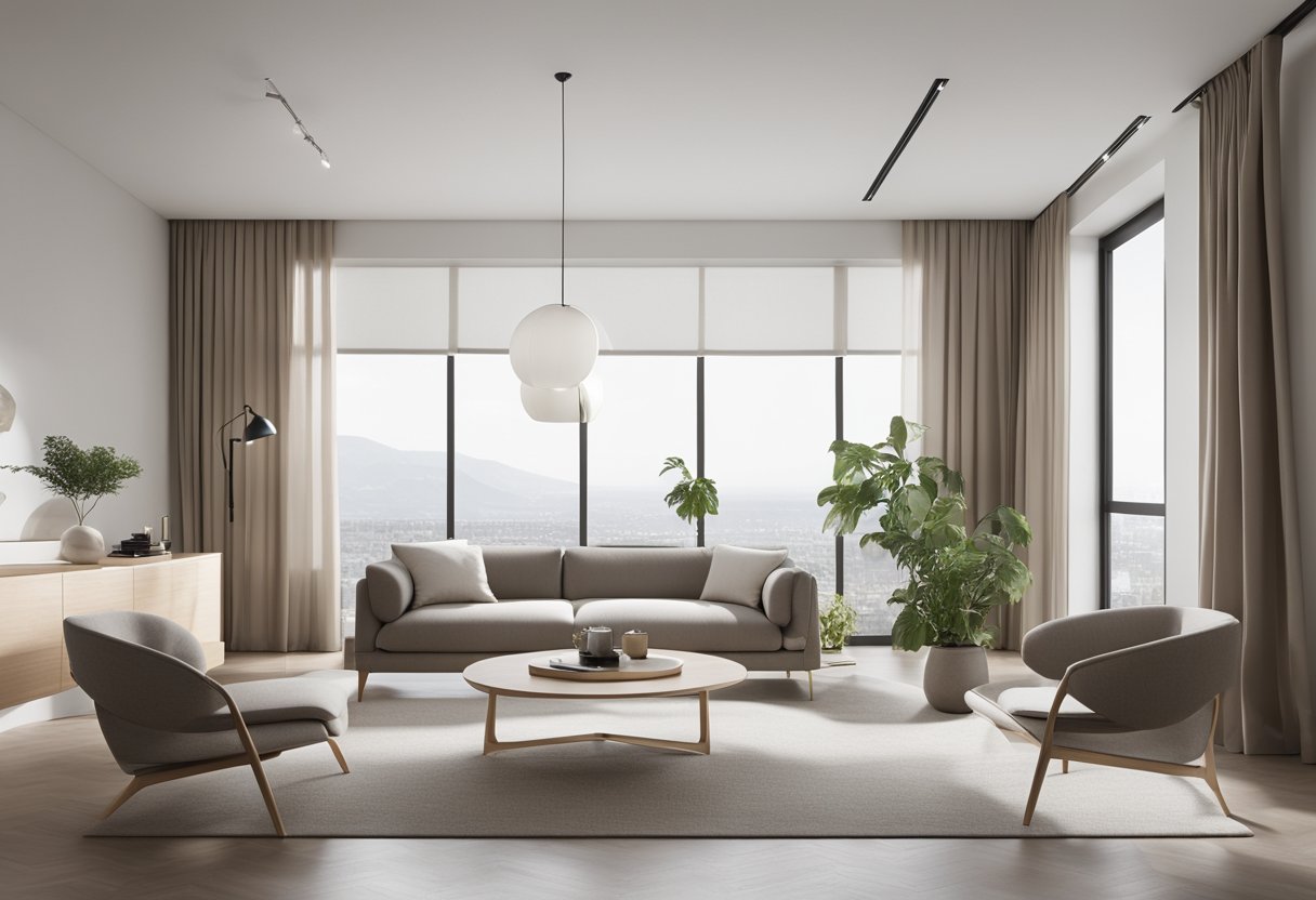 A minimalist room with clean lines, neutral colors, and sleek furniture. The space is uncluttered, with a focus on functionality and simplicity