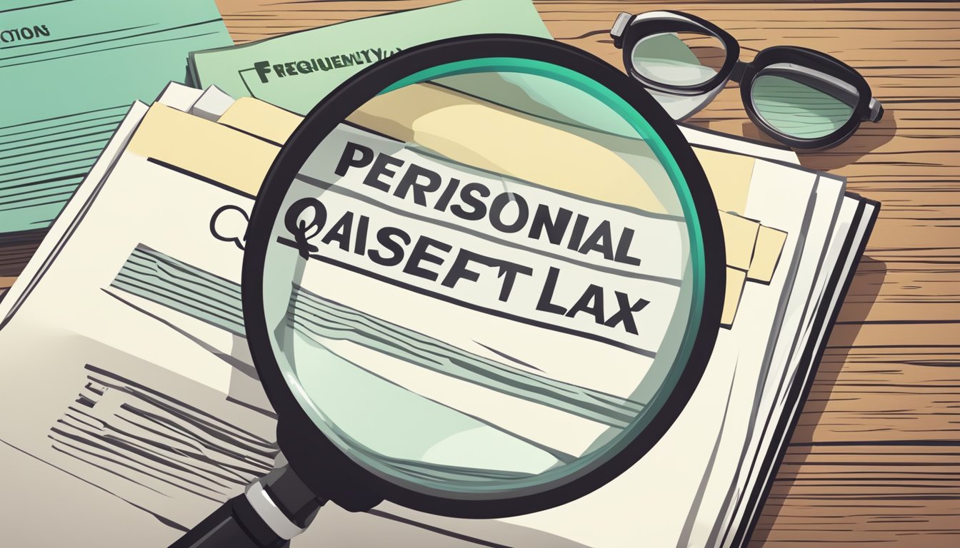 A stack of papers labeled "Frequently Asked Questions personal loan tax relief" with a magnifying glass hovering over the text