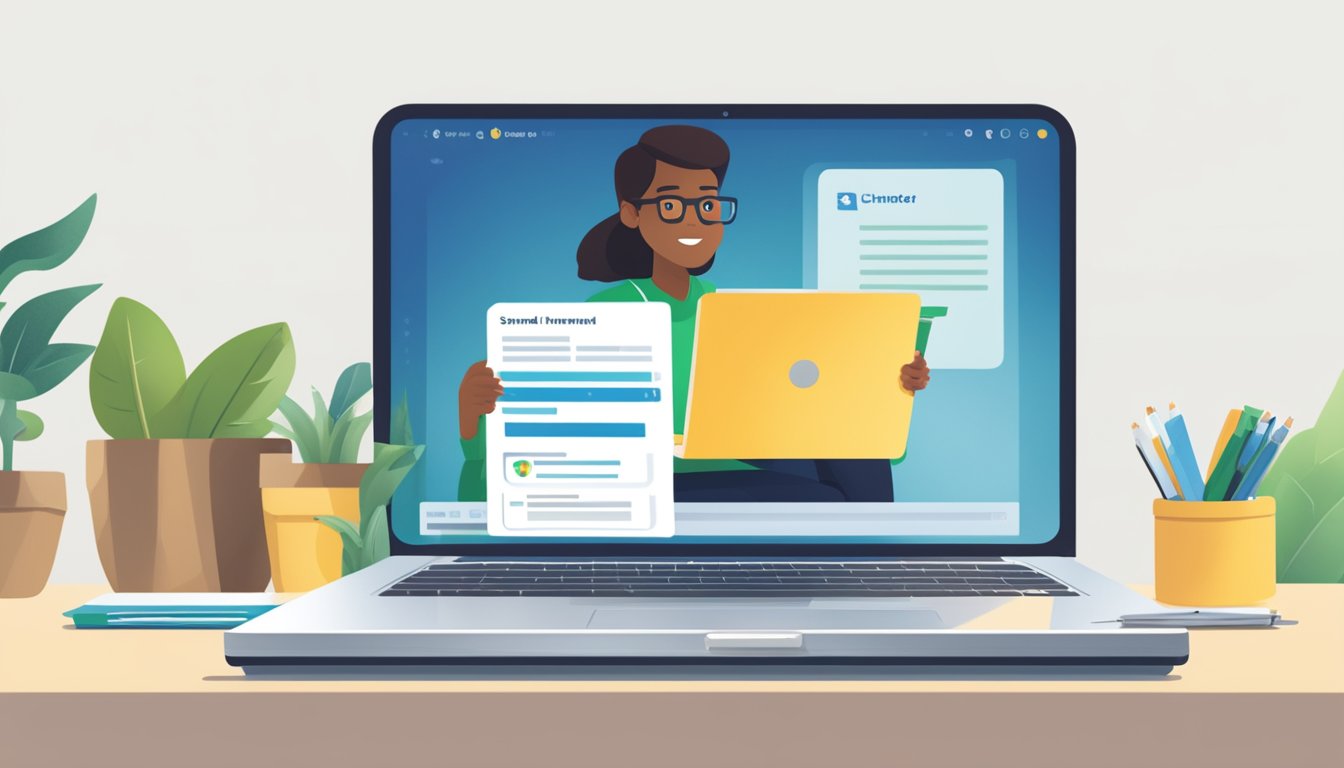 A person using a laptop to apply for a Standard Chartered Personal Loan online. The screen displays the loan application form
