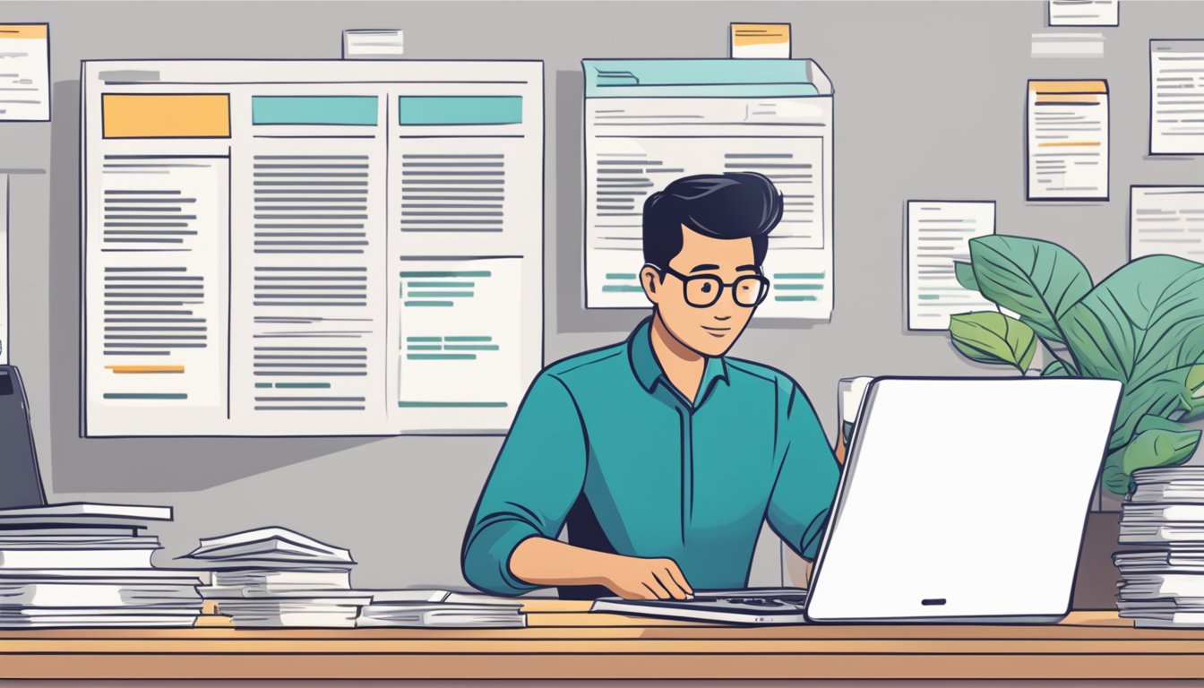 A Malaysian worker in Singapore browsing through a list of frequently asked questions about personal loans