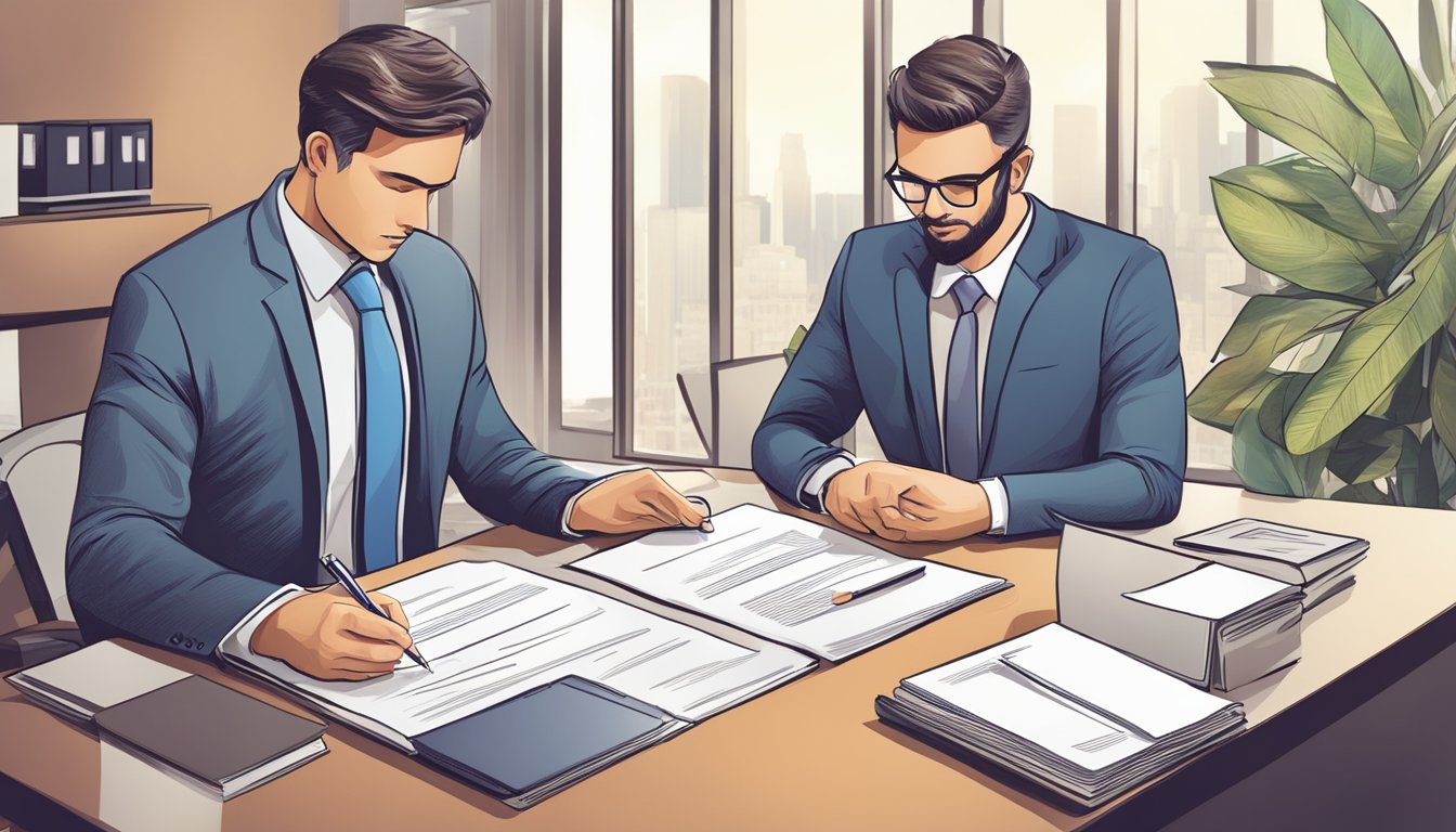 A person signing a loan agreement at a desk with no collateral