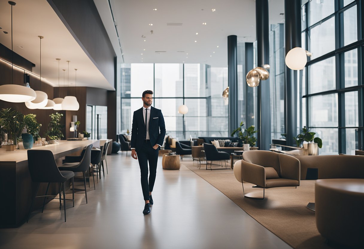 Interior designers wear stylish, professional attire. They may be seen in tailored suits, trendy blazers, or chic dresses, paired with fashionable accessories and polished shoes