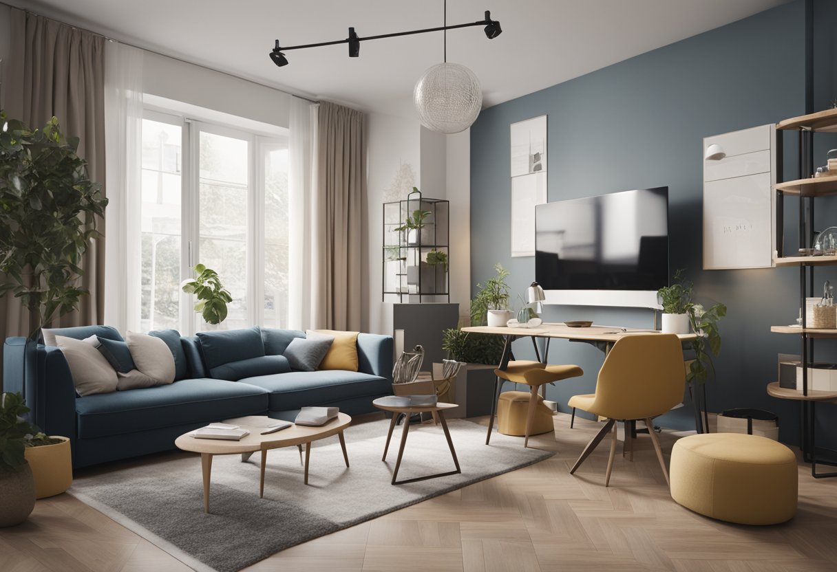 A person easily navigating through user-friendly interior design software, creating a stylish room layout with simple tools and intuitive features