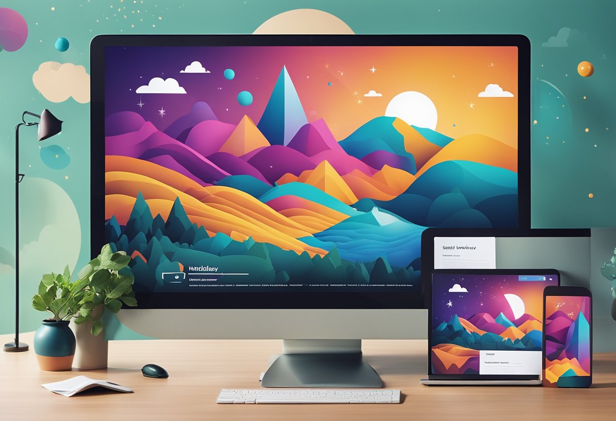 A vibrant digital landscape showcasing free Mindvalley courses, with colorful icons and engaging content