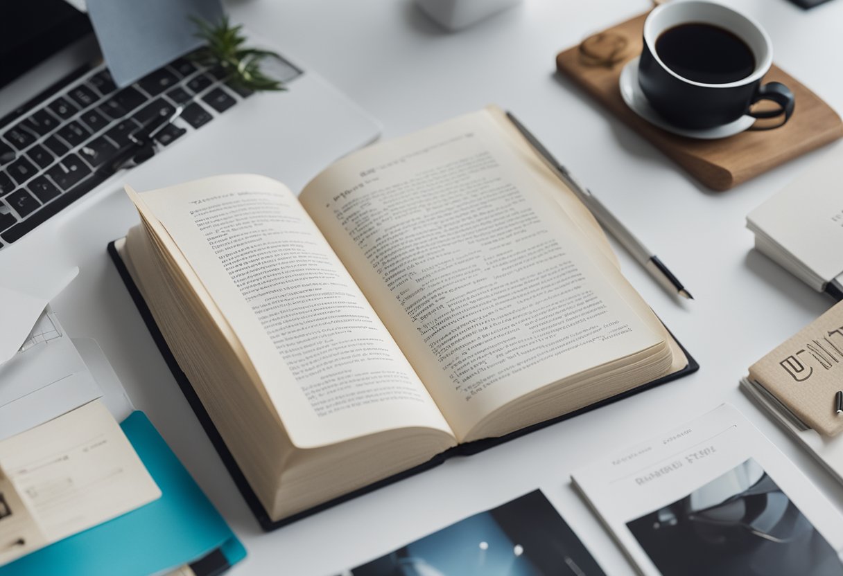 An open book with "Frequently Asked Questions" on a desk, surrounded by design tools and samples in a modern Singapore interior