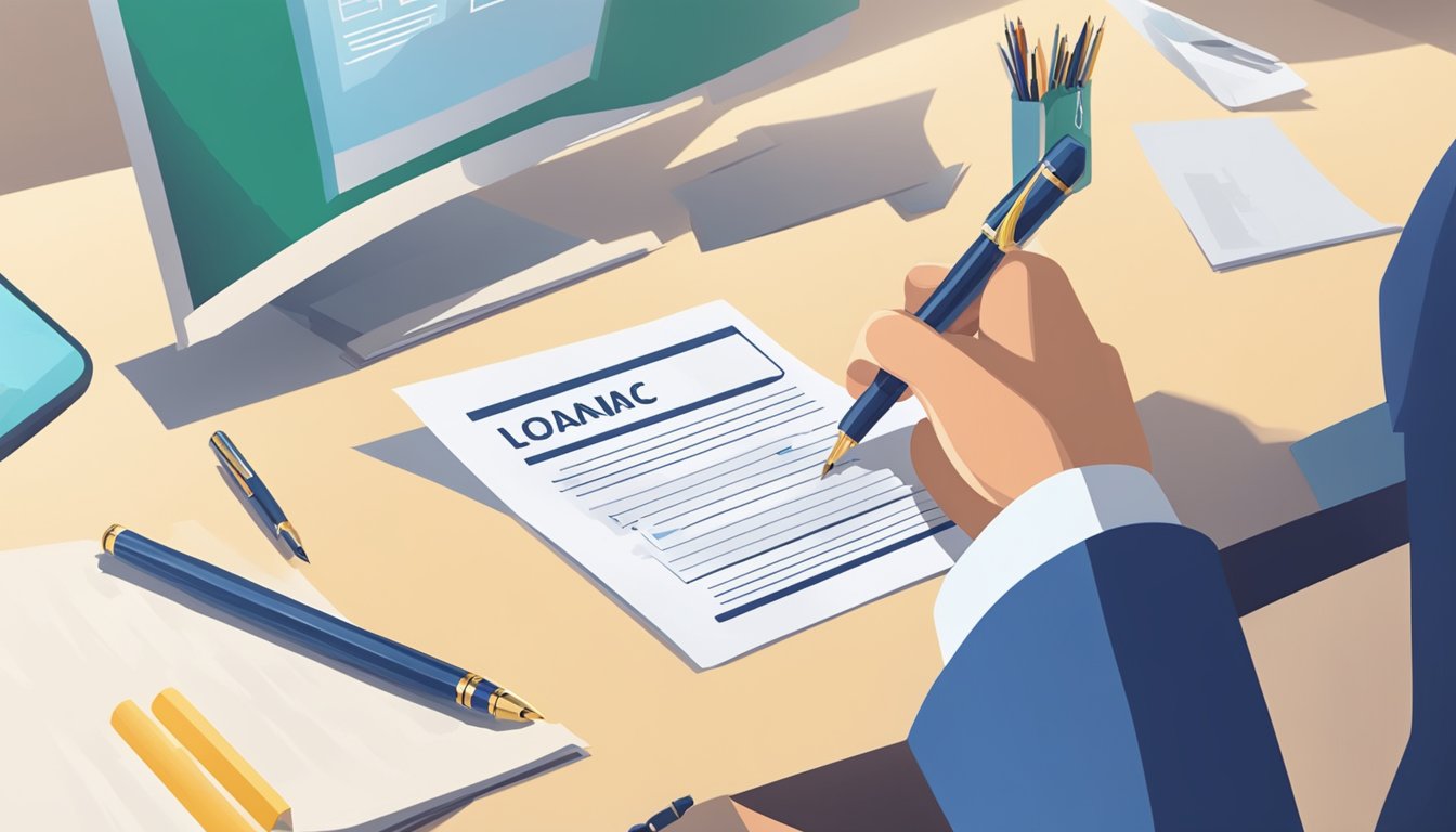 A pen signing a personal loan contract on a desk