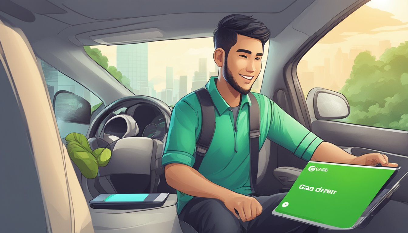 A Grab driver in Singapore receives a personal loan approval email on his smartphone