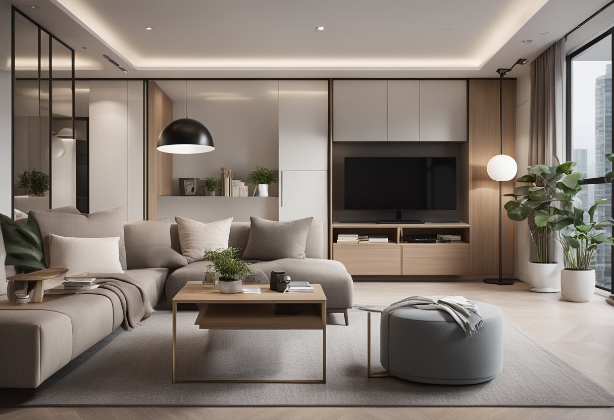 The 28 sqm condo is cleverly designed with multi-functional furniture, built-in storage, and a neutral color palette to create a spacious and airy feel