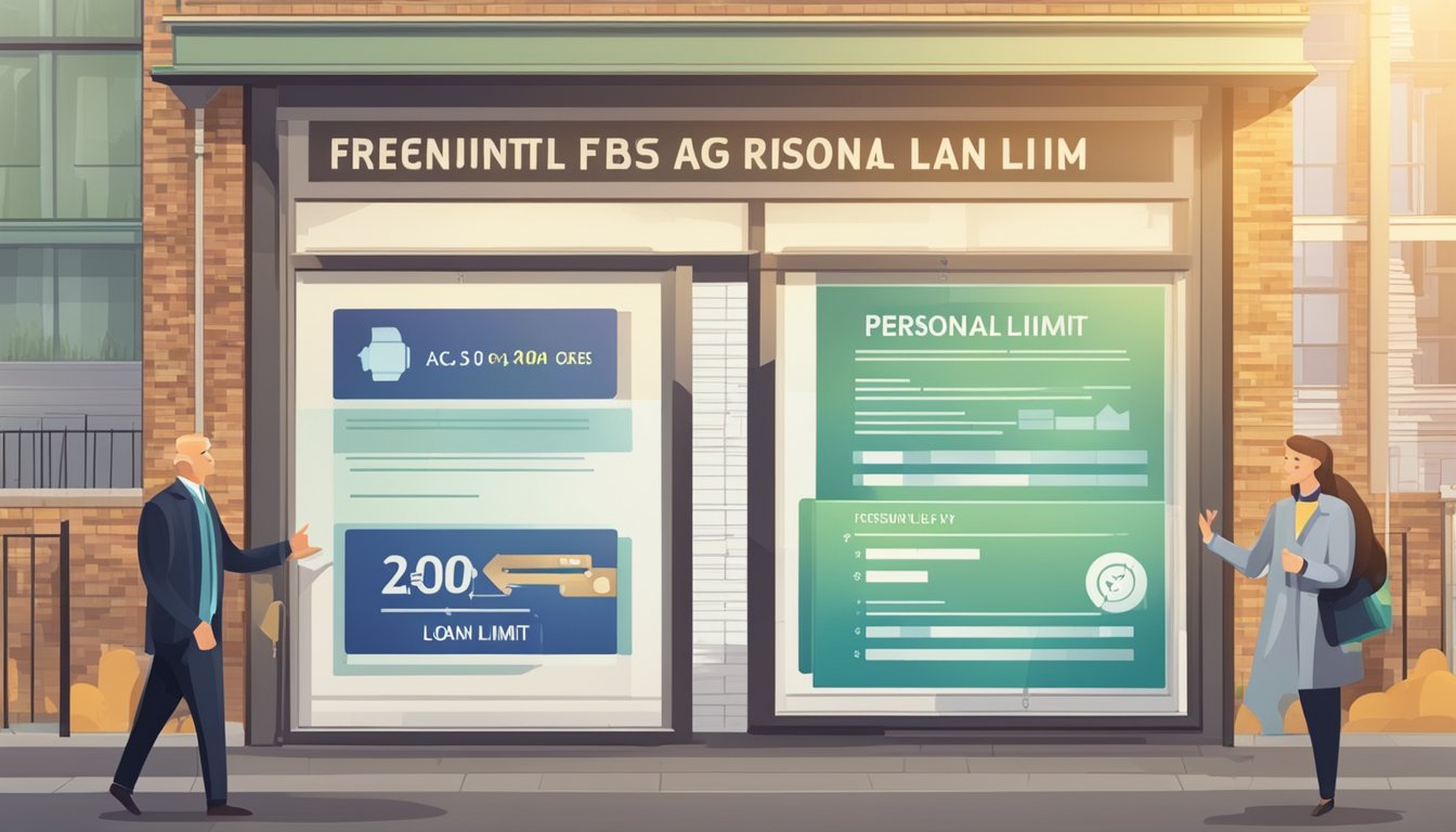 A sign with "Frequently Asked Questions personal loan age limit" displayed prominently