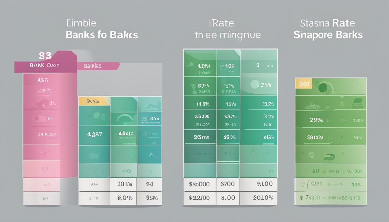 A table displaying interest rates from top Singapore banks for personal loans. Graphs and charts show the comparison of rates