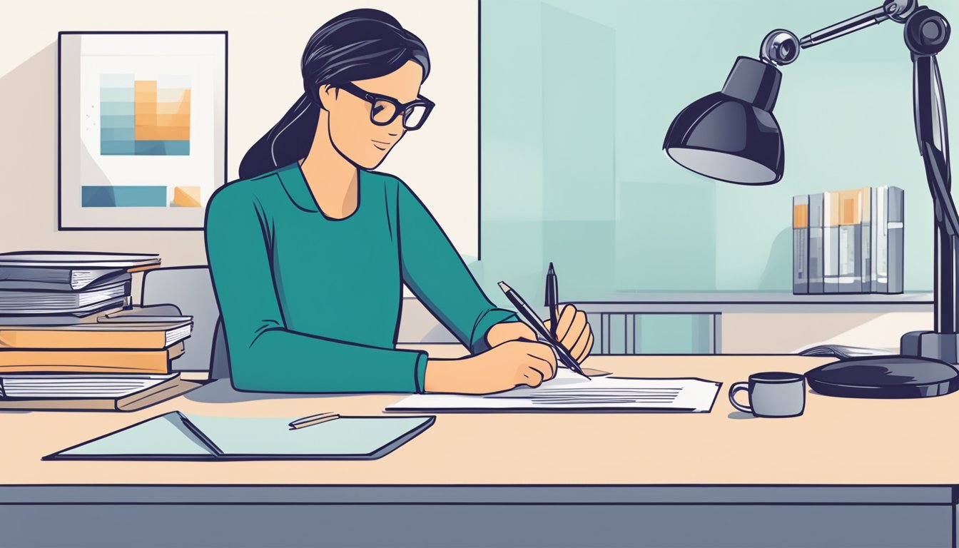 A person signing a personal loan agreement at a desk with a pen and documents
