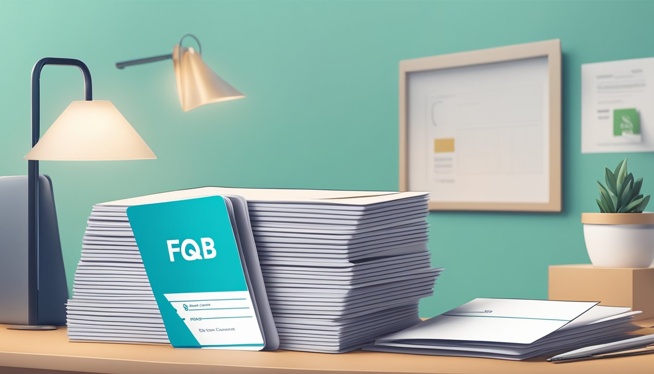 A stack of FAQ cards next to a POSB personal loan brochure on a desk