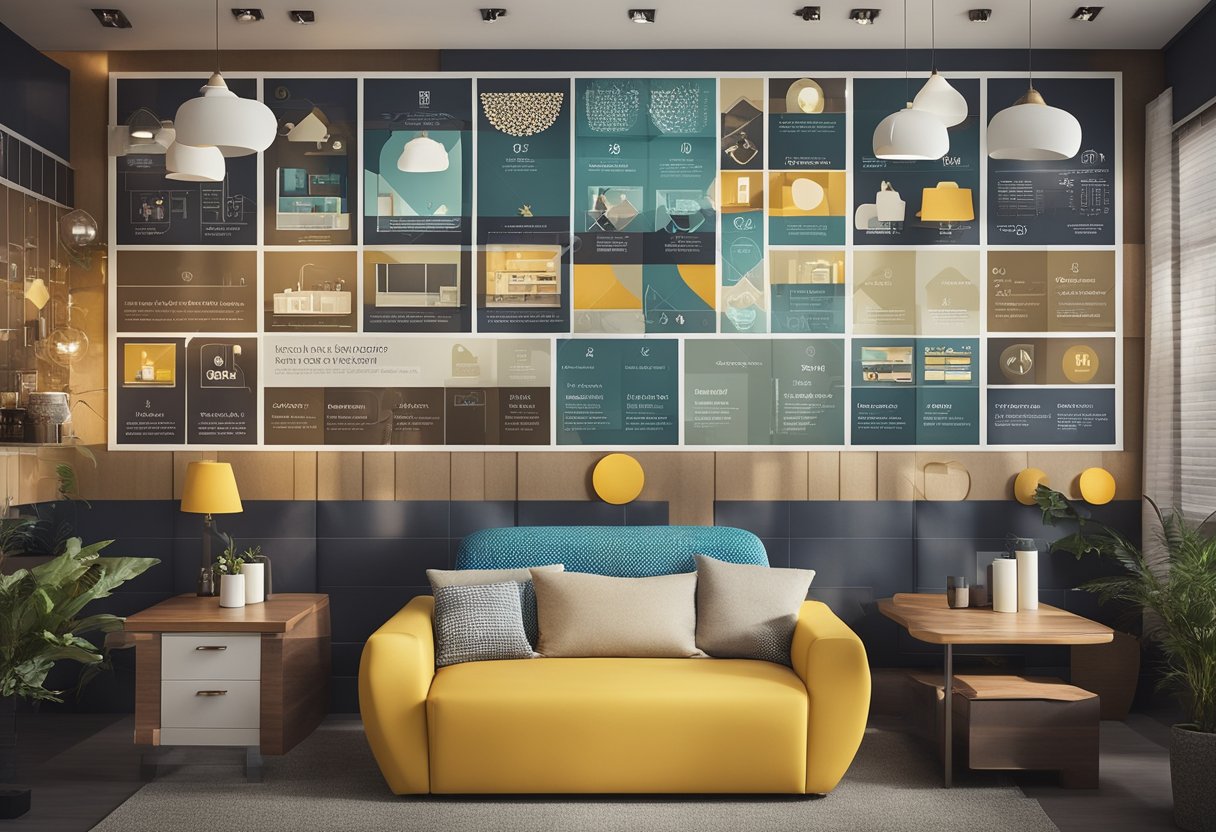Various interior design styles displayed in a colorful infographic with labels and examples