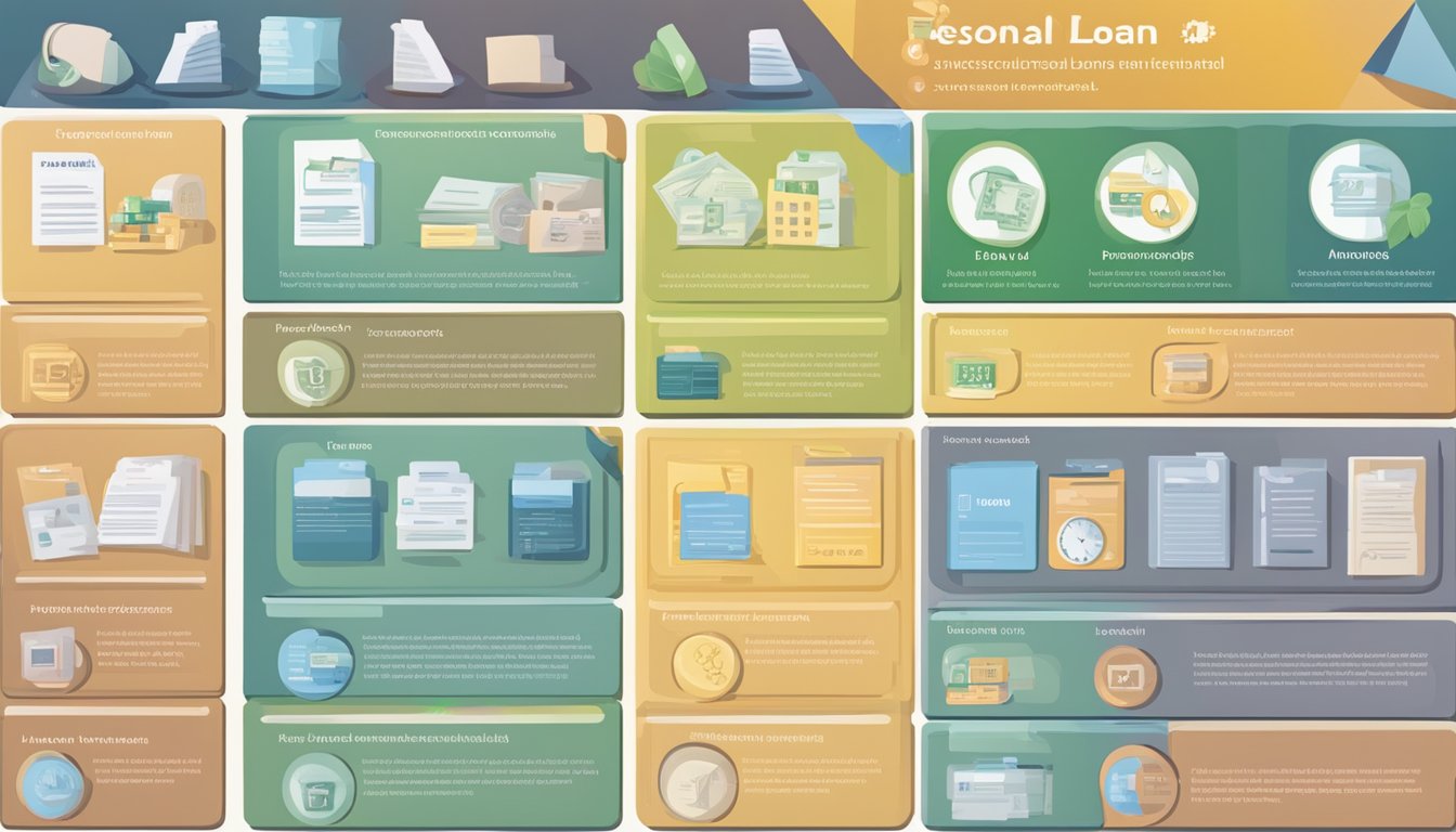 Various personal loan categories: secured, unsecured, fixed-rate, variable-rate. Show a variety of loan documents and terms