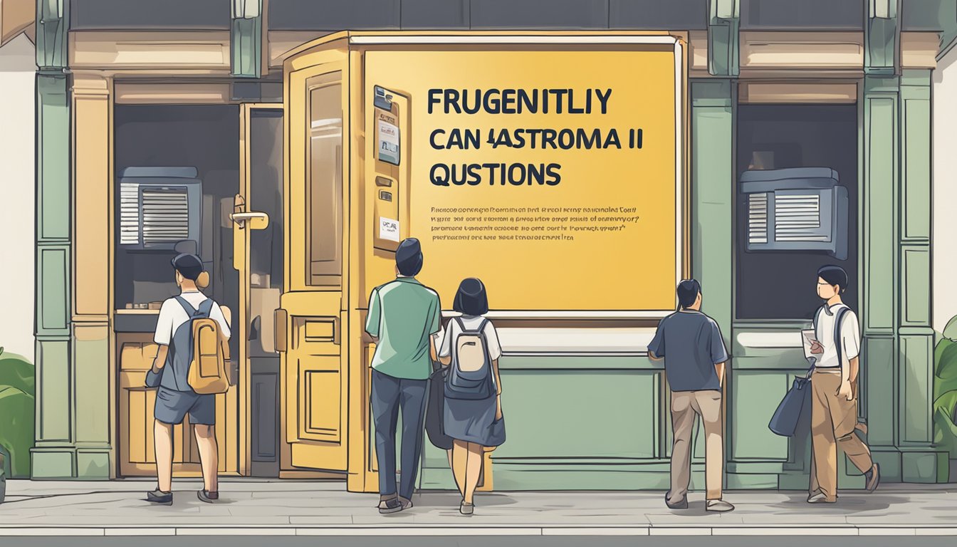 A signboard with the text "Frequently Asked Questions Can I Withdraw From CPF Life? - Singapore" displayed prominently