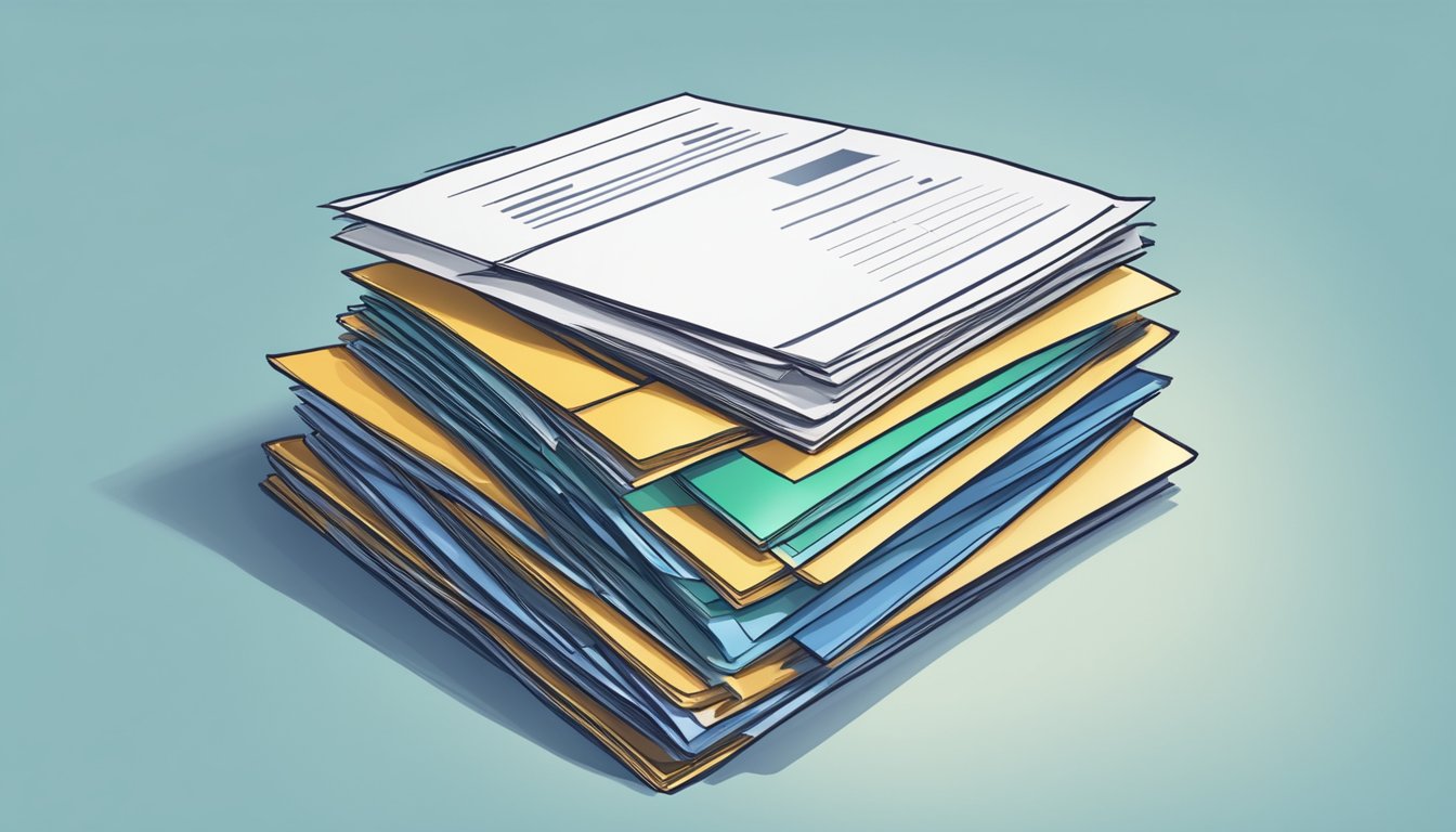 A stack of legal loan documents secured by security personnel