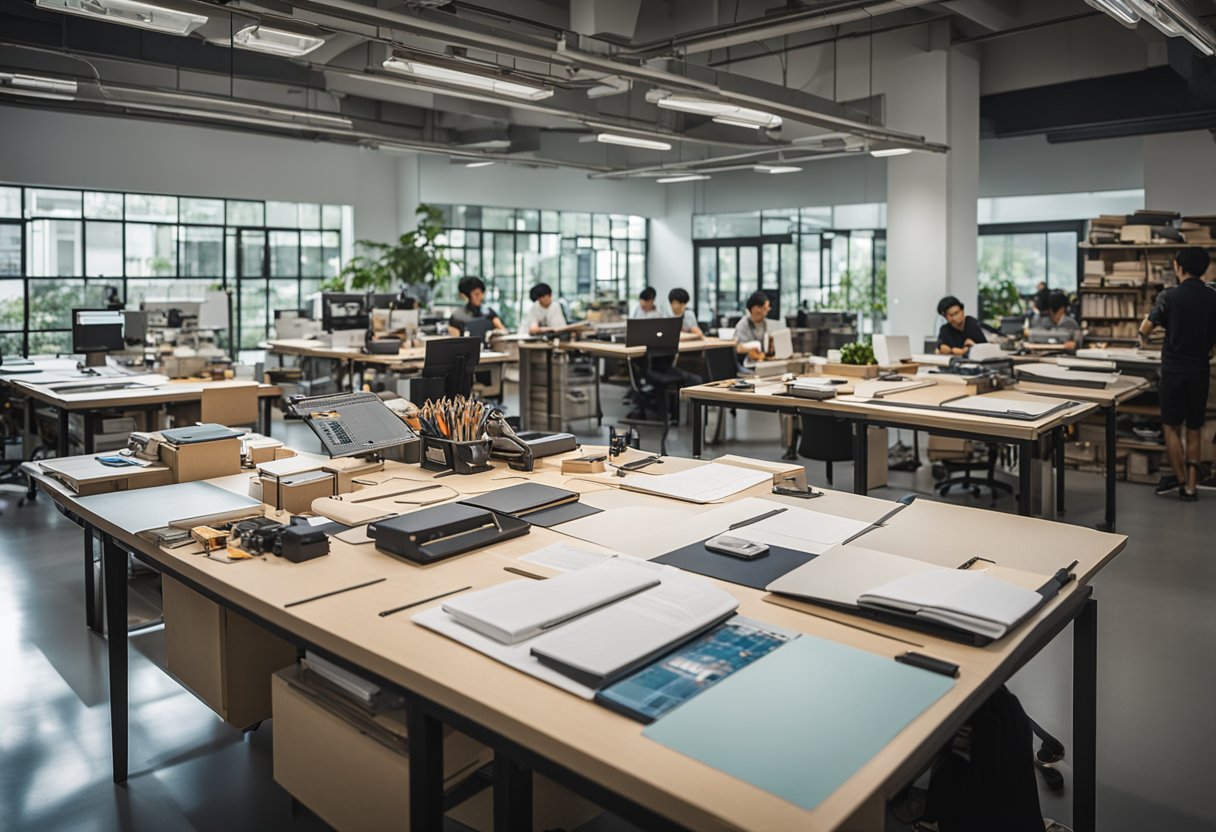 The bustling studio at Temasek Polytechnic's School of Design, filled with drafting tables, mood boards, and models, buzzes with creativity and innovation