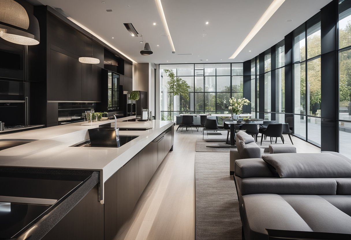 A modern, sleek interior with clean lines, luxurious finishes, and innovative design elements that showcase excellence and attention to detail in every aspect of the space