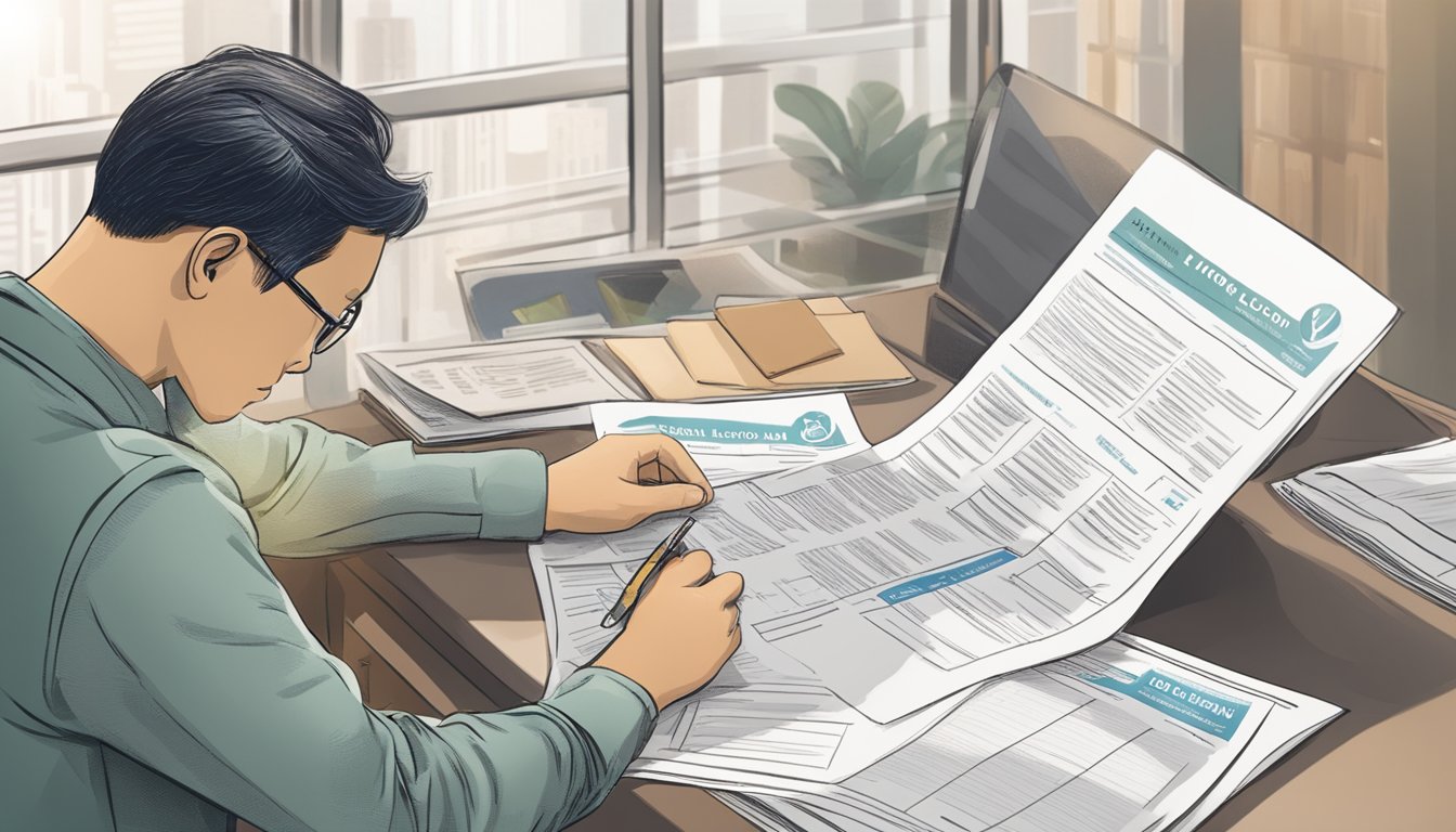 A person reviewing documents with "Hong Leong Personal Loan Early Settlement" prominently displayed on the top page