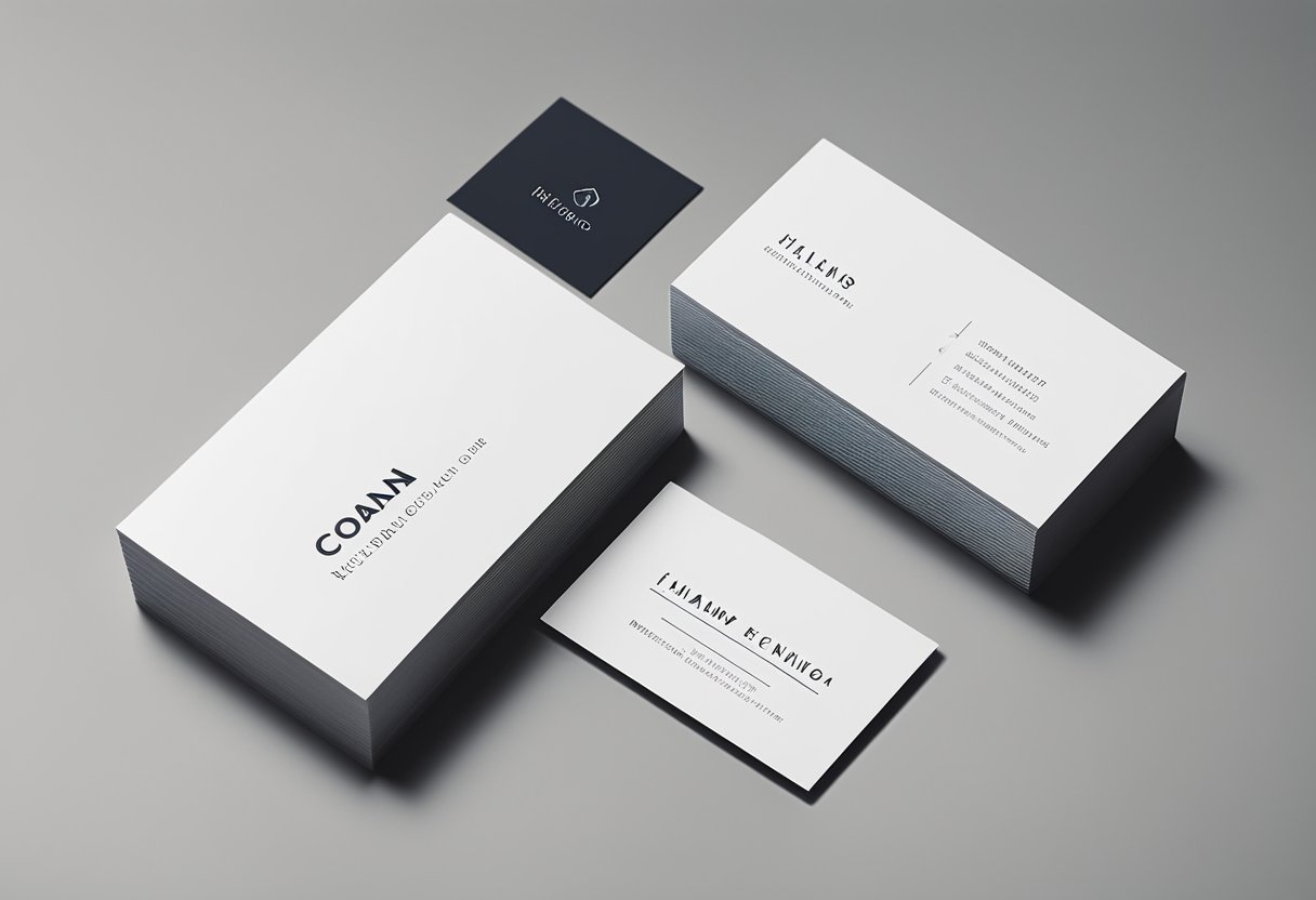 A modern, minimalist name card with clean typography and a sleek, sophisticated color palette. The card features the company's logo and contact information in a stylish layout