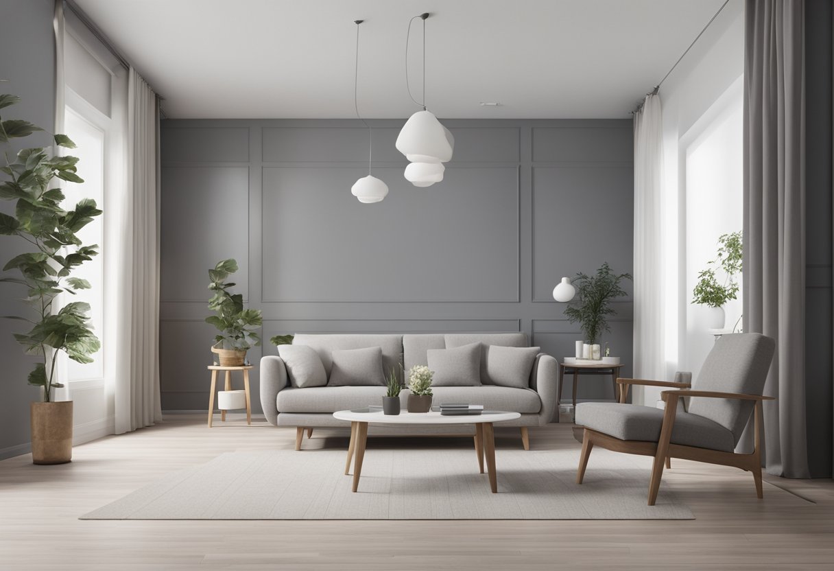 A grey white wood interior with clean lines and minimal decor