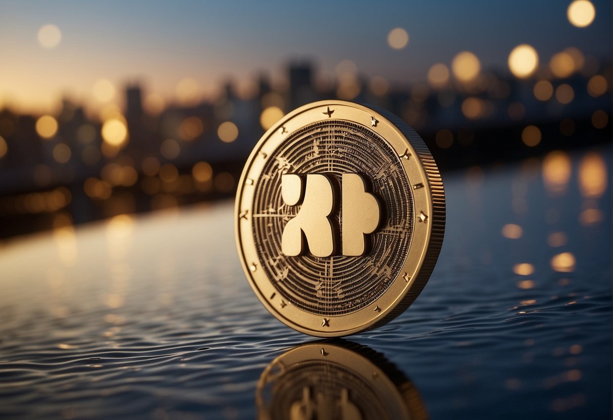 An XRP logo radiates outward, symbolizing the global adoption of XRP remittance payments, with ripples spreading across the world