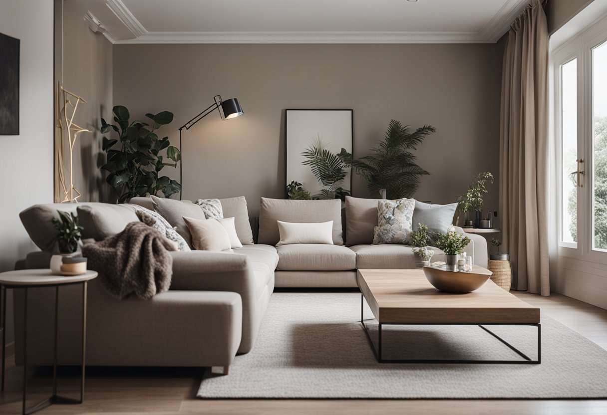 A clean, uncluttered living room with neutral tones and a few carefully chosen decorative items