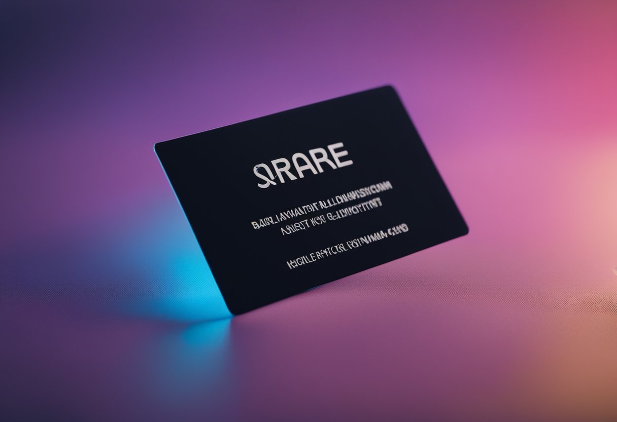 A sleek name card with bold typography and vibrant colors, set against a clean, modern backdrop