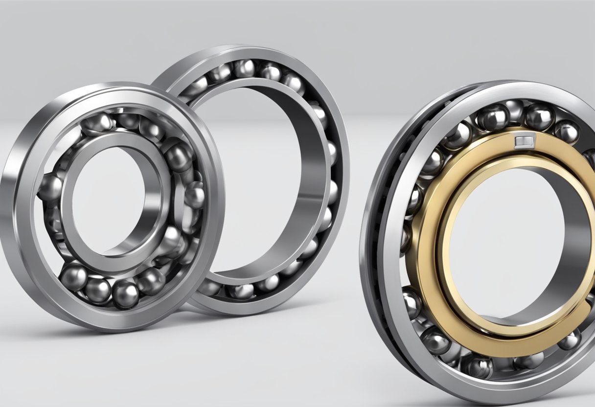 A ball bearing slewing ring rotates smoothly on its axis, with evenly spaced balls between two rings, providing stability and support