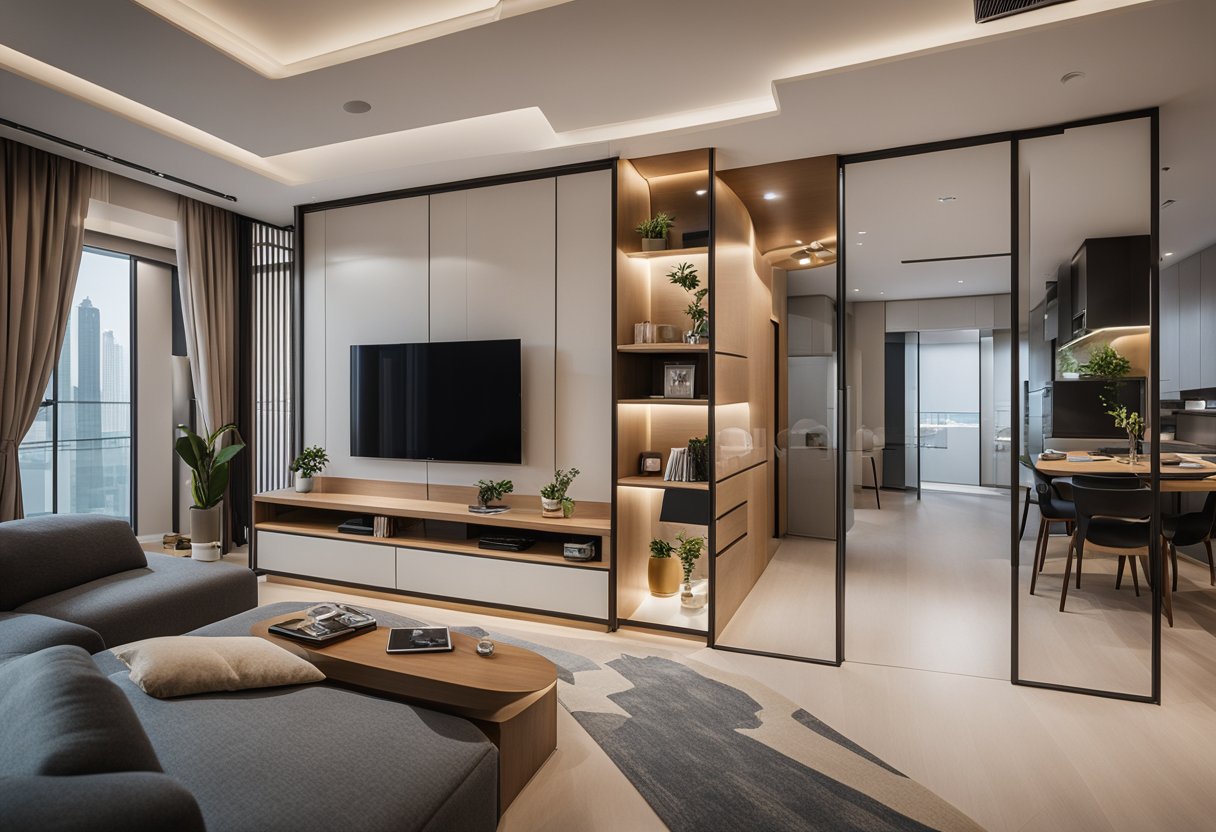 The 2-bedroom HDB interior design showcases innovative features and smart storage solutions