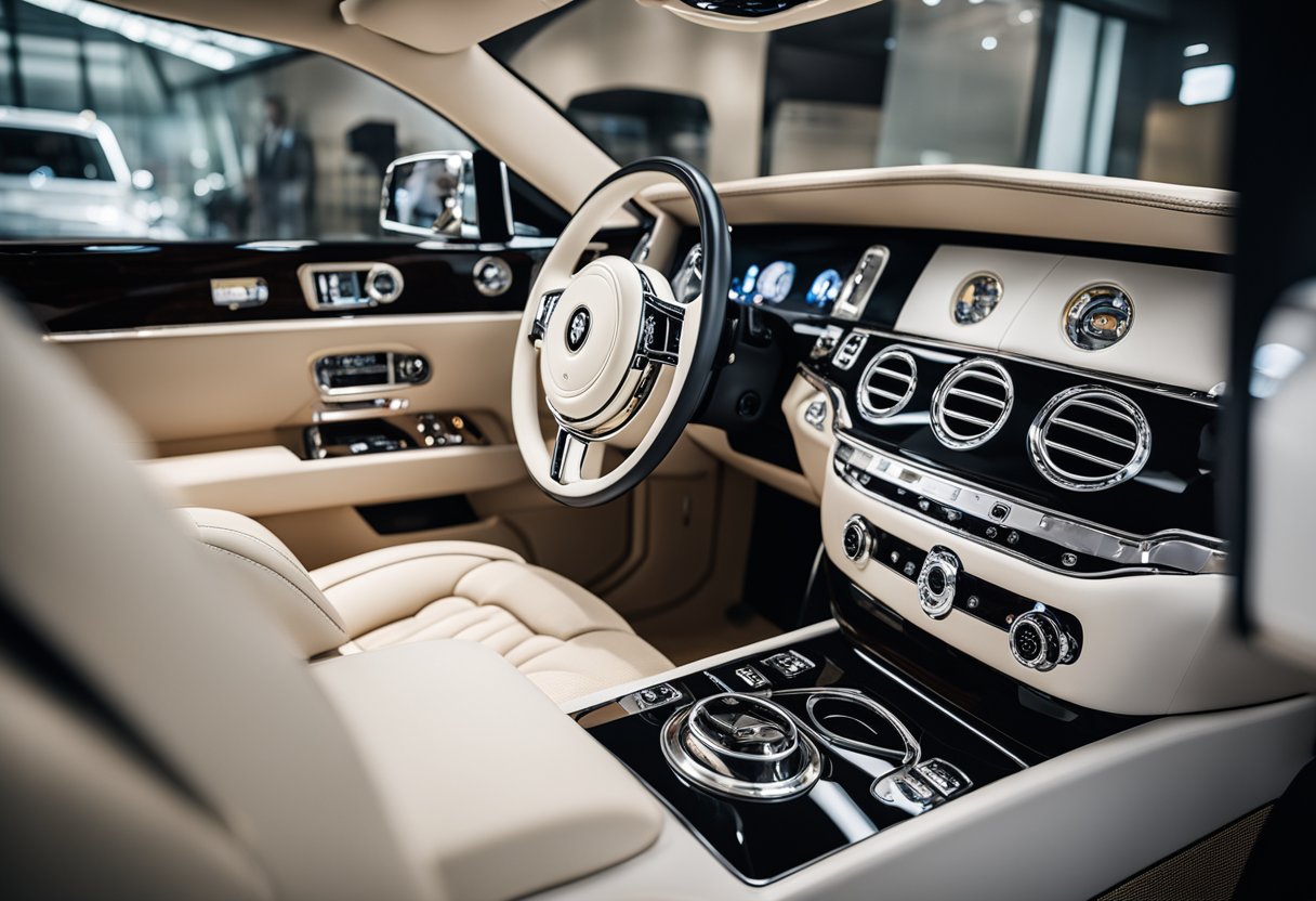 The Rolls Royce interior features luxurious materials and cutting-edge technology, providing a seamless and opulent client experience