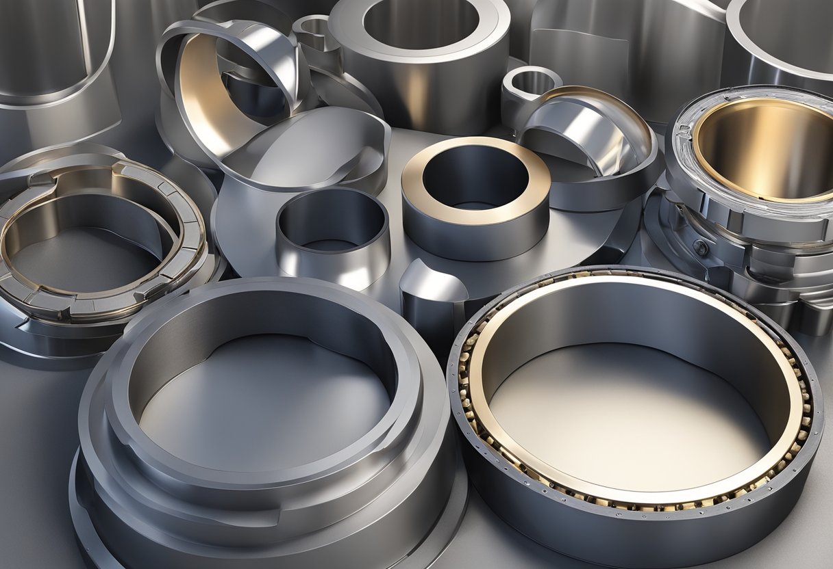 Molten metal poured into molds, cooled, then machined into precise bearing rings