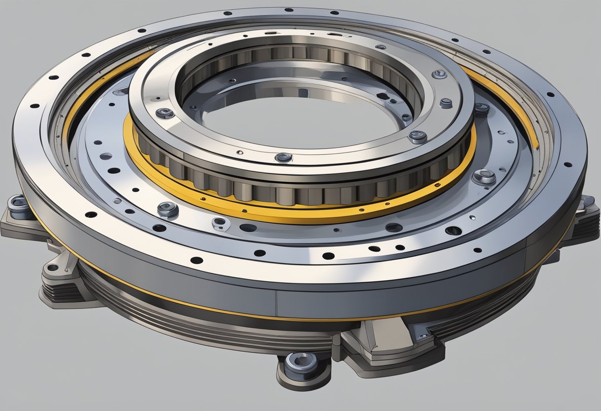 A crane's turntable bearings rotate smoothly, supporting the weight of the machinery