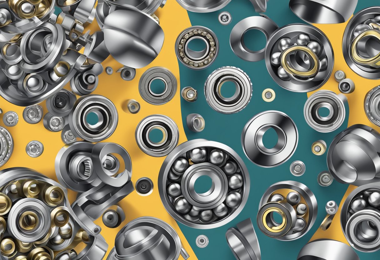 Two rows of ball bearings in a mechanical assembly