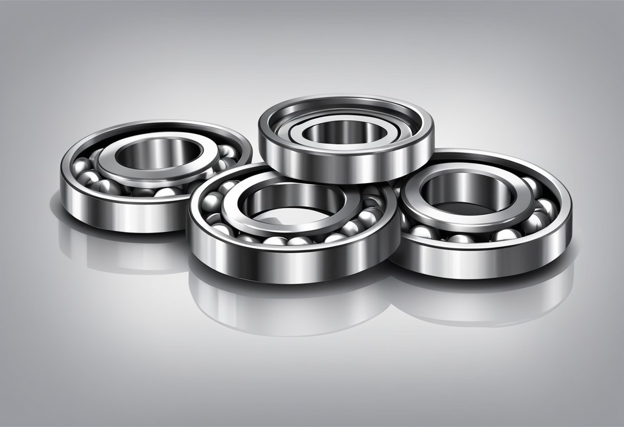 Four metal ball bearings roll on a smooth surface