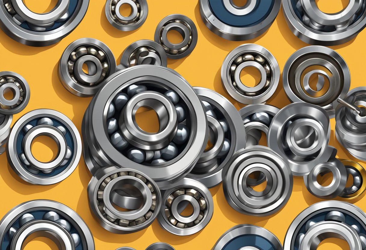 Four contact ball bearings arranged in a square pattern on a flat surface