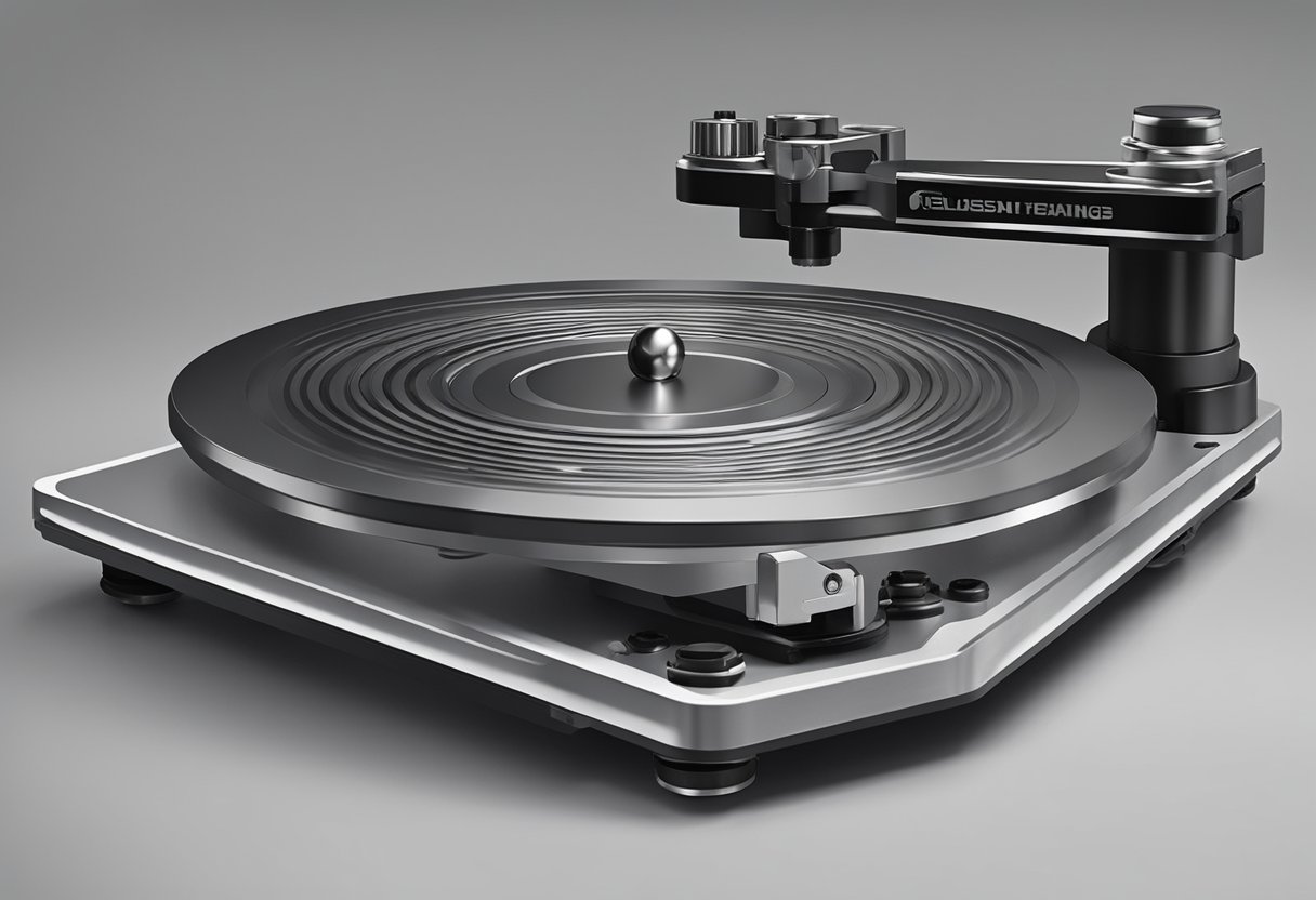 A heavy duty ball bearing turntable rotates smoothly on a sturdy base, with visible ball bearings providing support and allowing for effortless movement