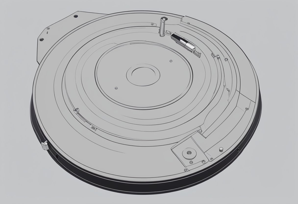 A plain bearing turntable rotates smoothly on a flat surface, with its circular base and central pivot point clearly visible