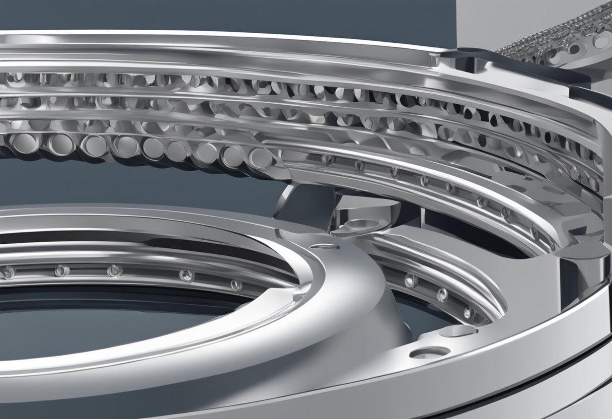 Silverthin slewing rings rotate smoothly on machinery, reflecting light